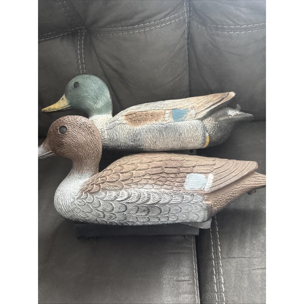 Pair Of‎ Plastic Mallard Duck Decoys One Is Marked Flambeau